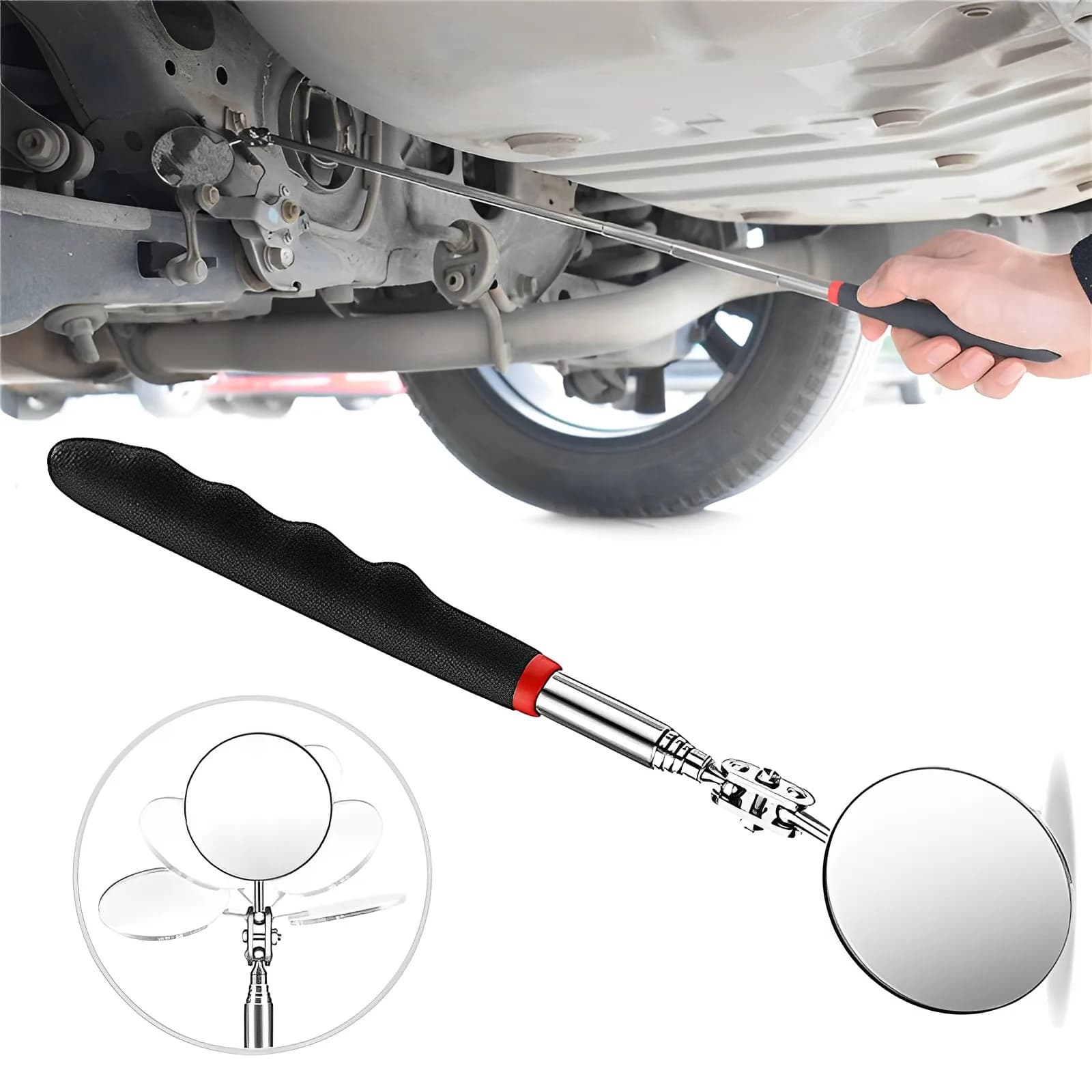 50/85mm specchio telescopico per auto specchio di ispezione strumento di rilevamento auto specchio riflettore lente rotonda 360 strumenti di riparazione auto accessori