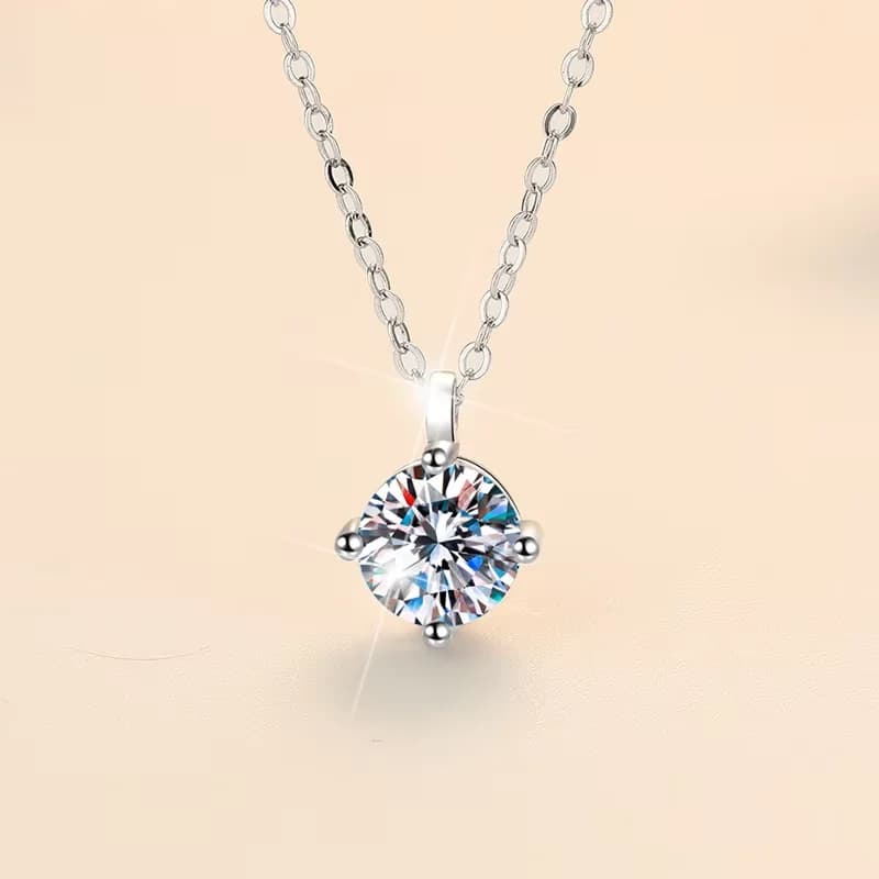 New 2ct Moissanite 925 Sterling Silver Necklace Pendant Chain Fine Jewelry for Woman Wedding Sparkling Classic Party Fashion