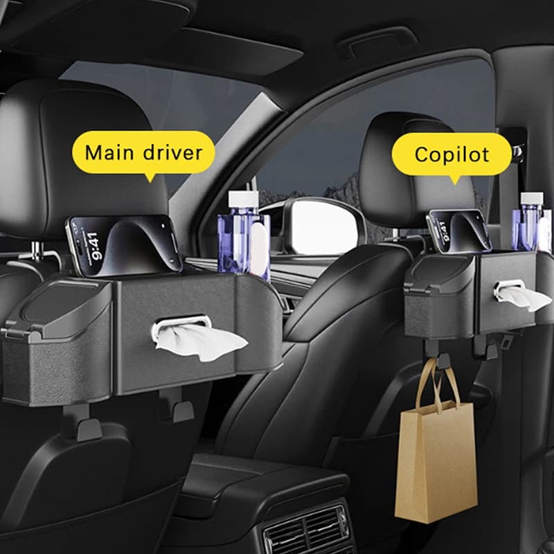 1Pc 7 in 1 seggiolino auto portabicchieri scatola di immagazzinaggio scatola di fazzoletti con gancio auto sedile posteriore organizzatore supporto per telefono per auto per interni auto