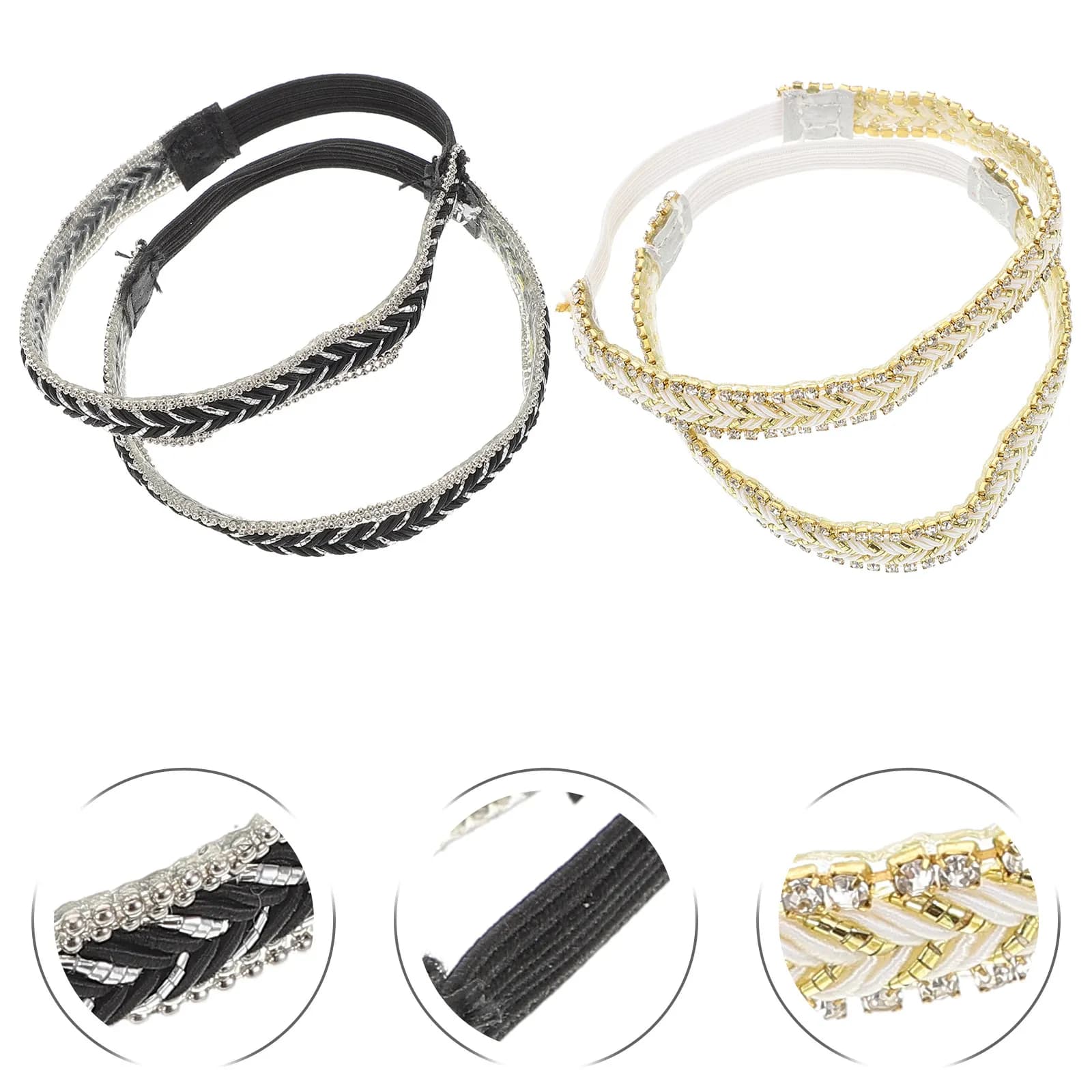 4pcs High Heel Strap Elastic Anti-Slip Ankle Band Rhinestones No Tie Shoe Laces Detachable Stretchy Support Daily Use Shoe