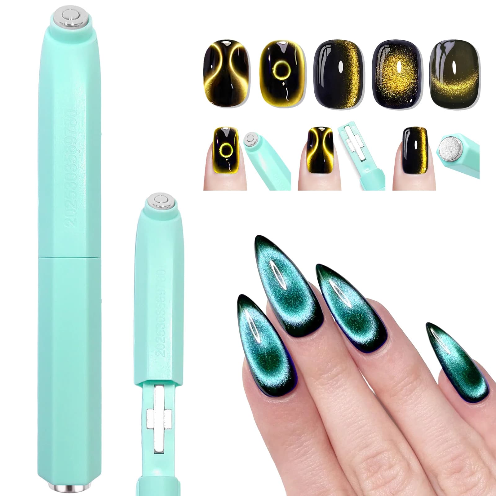 Magnetic nail tool with black hole 3 in 1 3D opening shape Cat Eye Magnetic pen for nail art for nail magnet gel with special velvet effect do-da-te
