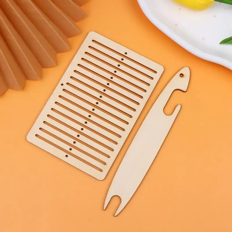 New-2Pcs/Set Weaving Loom Kit Wooden Belt Weaving Loom Weaving Shuttle Tool Arts Crafts For Backpack Strap Camera Strap Knitting