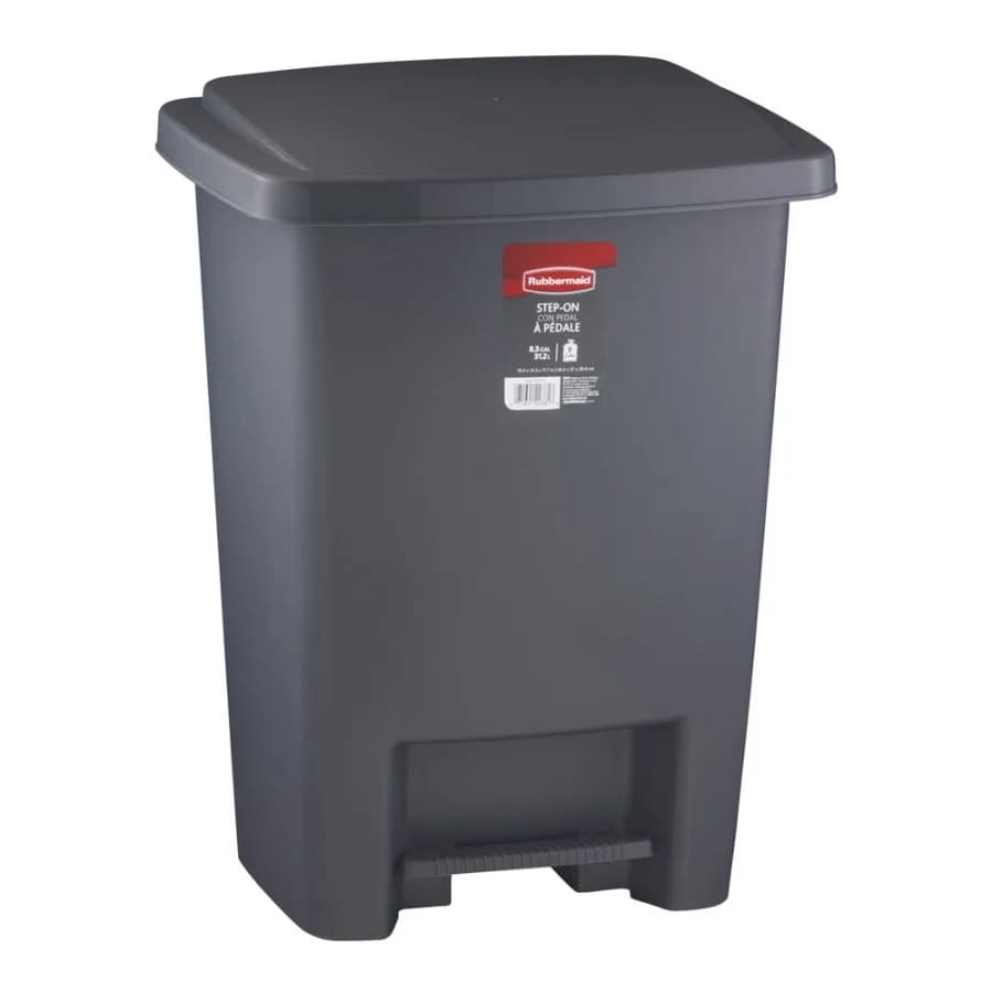 Cestino per Rifiuti da Cucina in Plastica da 8,3 Galloni con Apertura a Pedale e Finitura Metallica per Uso Domestico Moderno, Coperchio Facile da Aprire con il Piede, Durevole e Elegante