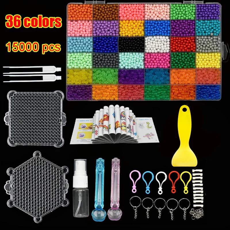 36 colori Perline d'acqua Puzzle Colore cristallo Aqua Fusibile fai da te Hama Perline Spray Ball Giochi 3D fatti a mano Perler Beados Giocattolo per bambini