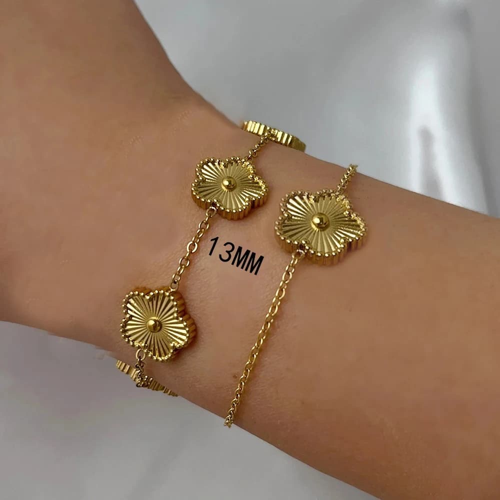 Classic Luxury Stainless Steel Bracelet Ladies Adjustable Five Flower Bracelets for Women New Fashion Party Jewelry Gifts Clover