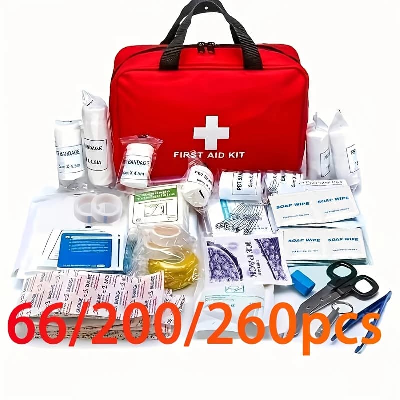 66/200/260 pezzi borsa per kit di pronto soccorso borsa medica essenziale per sopravvivenza di emergenza per uso domestico campeggio canottaggio all'aperto