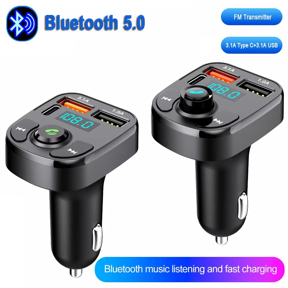 Bluetooth 5.0 Car Charger FM Transmitter Audio Dual USB Car MP3 Player Autoradio Handsfree Charger Fast Charger Car Accessories