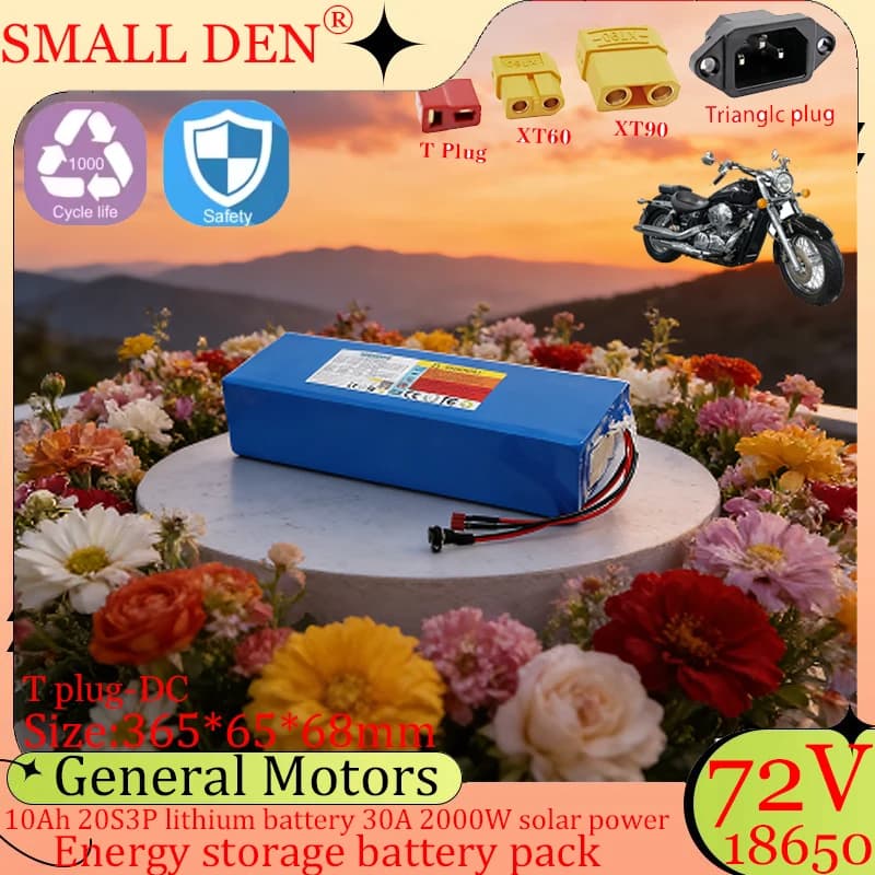 Batteria al litio ricaricabile 72V 10AH 20S3P 18650 2000W adatta per alimentazione fai-da-te con pannelli solari in veicoli da campeggio e da viaggio