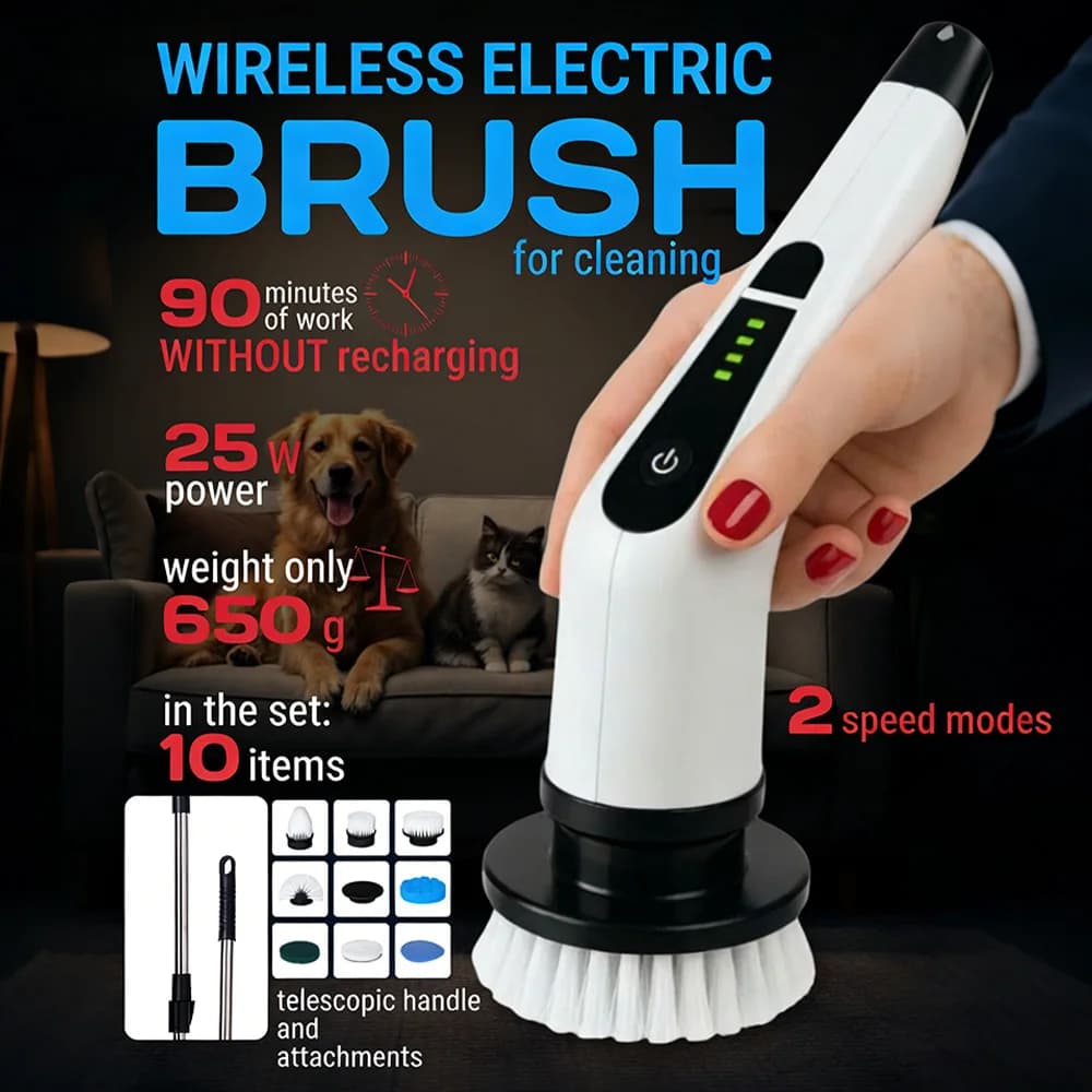 HOMEFISH Cordless Spin Scrubber Electric Cleaning Brush for Bathroom Kitchen Toilet Multipurpose Household Cleaning Tool