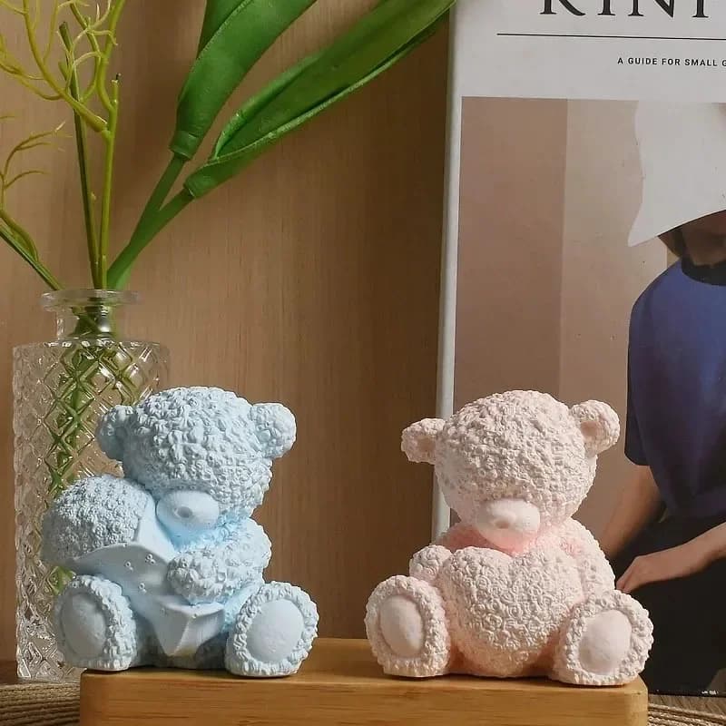 Stampo in Silicone per Candele a Forma di Orsetto Abbracciato, 1 Pezzo, per Aromaterapia, Gesso, Resina, Regalo per Creazione di Statue