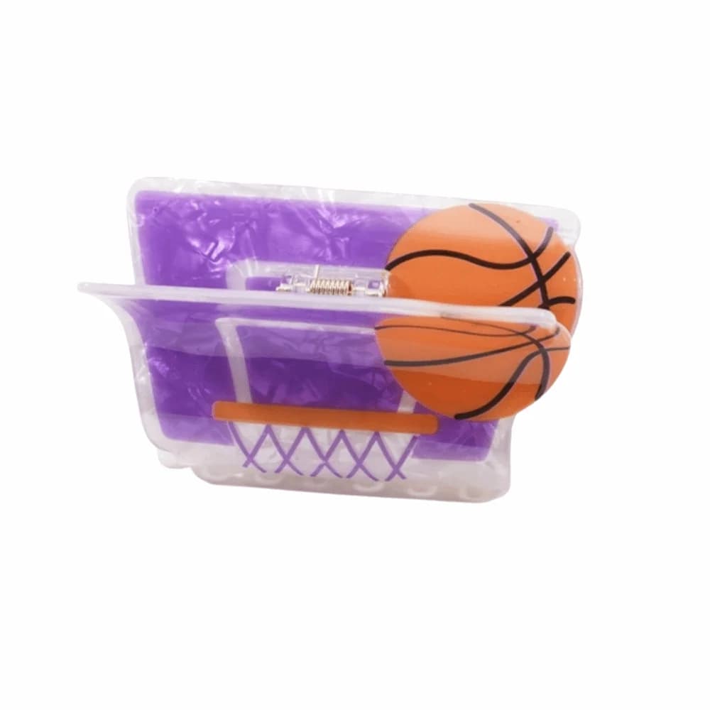 Clip per Capelli in Acrilico Stile Sportivo, Design Creativo e Trendy con Stampa Basket, Antiscivolo, Colori Vivaci