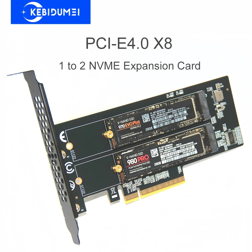 Scheda di espansione PCle4.0 X8 a 2xNVME M.2 M.2 SSD GEN4 PCIe 4.0 Scheda madre del PC X1 X4 X8 Scheda di espansione per 2230 2242 2260 2280