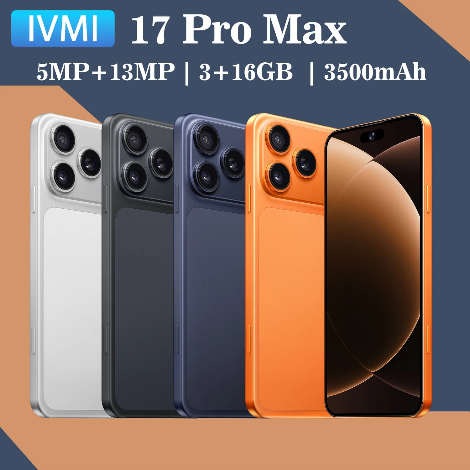 Smartphone IVMI Global Vision 17 Pro Max Android 3GB RAM 16GB ROM 6.7 Pollici Dual SIM Rete 4G Fotocamera 5+13MP