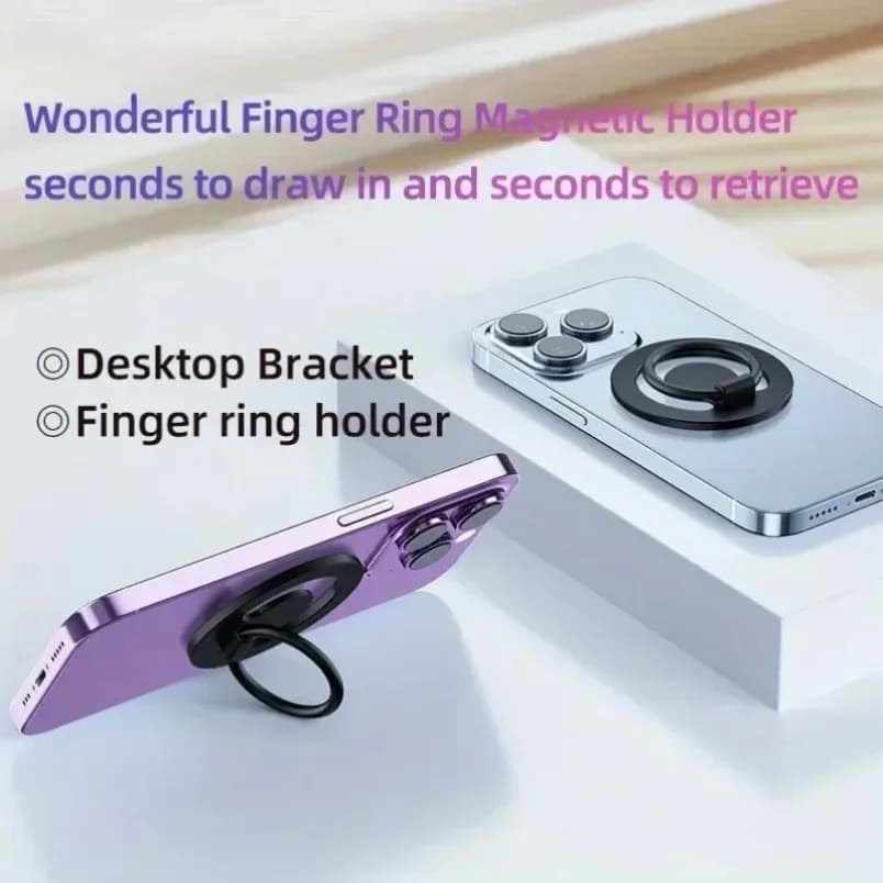 Double-sided Magnetic Phone Stand 360° Rotation Aluminum Alloy Foldable Strong Magnet for iPhone 15 14 13 12 Car Backpack