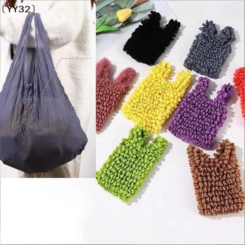 Bubble Bags Expansion Fold Pleated Flexible Stretch Mini Shopping Bag Large Capacity Elastic Portable Handbag Storage Bag〔YY32〕