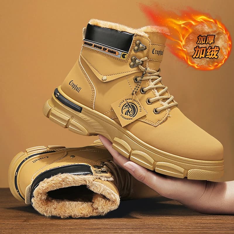 Scarpe da uomo in pelle Stivali alti Stivaletti da moto moda Stivali invernali da uomo Scarpe da uomo Lace-Up Botas Hombre Vendita calda invernale
