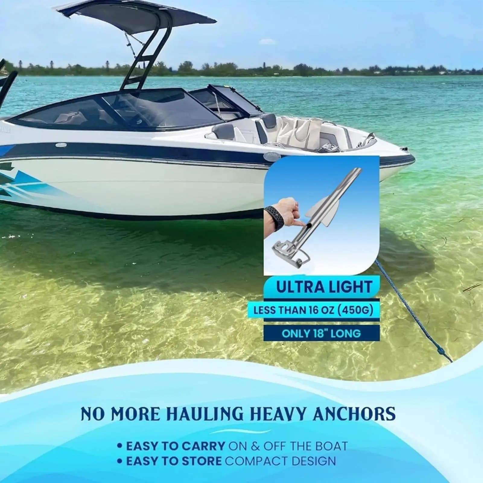 Ancore per Paddle Board in Acciaio Inossidabile Resistente, Ancore Portatili da Spiaggia per Kayak, Paddleboard, Gommone, Zattera, Pontone, Riva