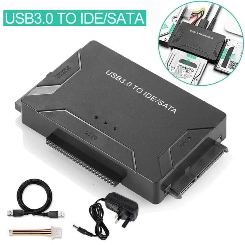 USB to SATA IDE HDD Adapter-USB 3.0 Cable to 2.5" 3.5" SATA IDE Hard Drive Converter, Internal to External Laptop SSD Reader Kit