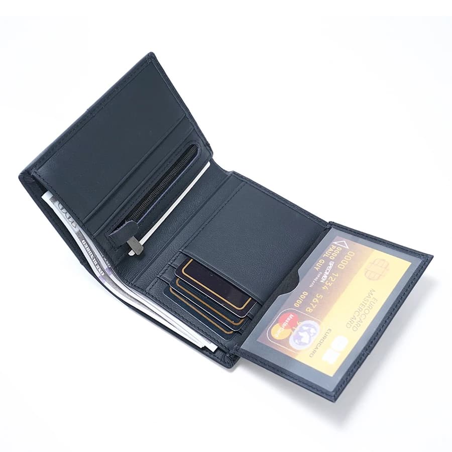 Men's wallet with RFID lock Man's wallet in real leather with zipper Card holder Money wallet Man's wallet
