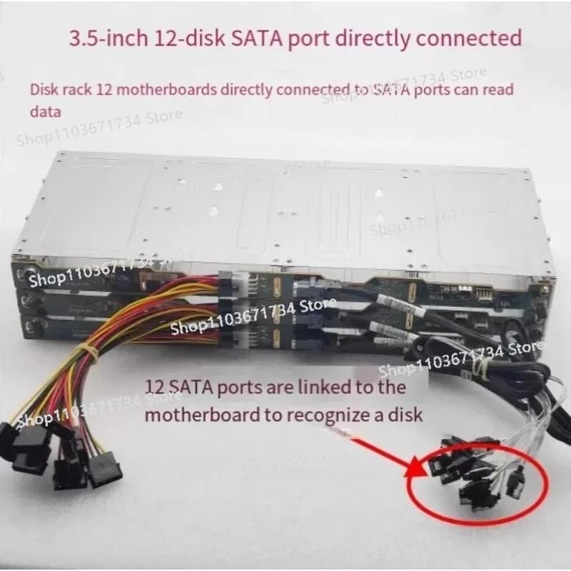 Gabbia per disco rigido da 12 alloggiamenti da 3,5 pollici da 6 Gb NAS di archiviazione da 12 Gb Nero Qunhui CDN Telaio serie SAS sostituibile a caldo