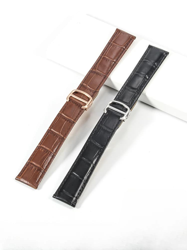 For Cartier Tank Solo London Key Brown Black Men's Watch Strap Real Women's Leather 17 18 20 22 23 25mm Comfortable Strap