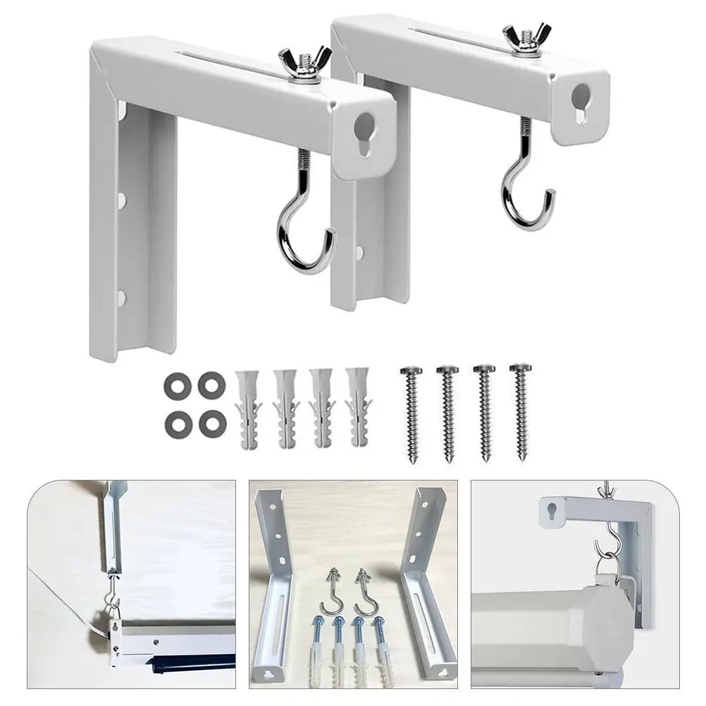 2Pcs Adjustable Projector Screen Mount Brackets Robust Metal Construction Smooth Installation for Presentation Movie Home Office