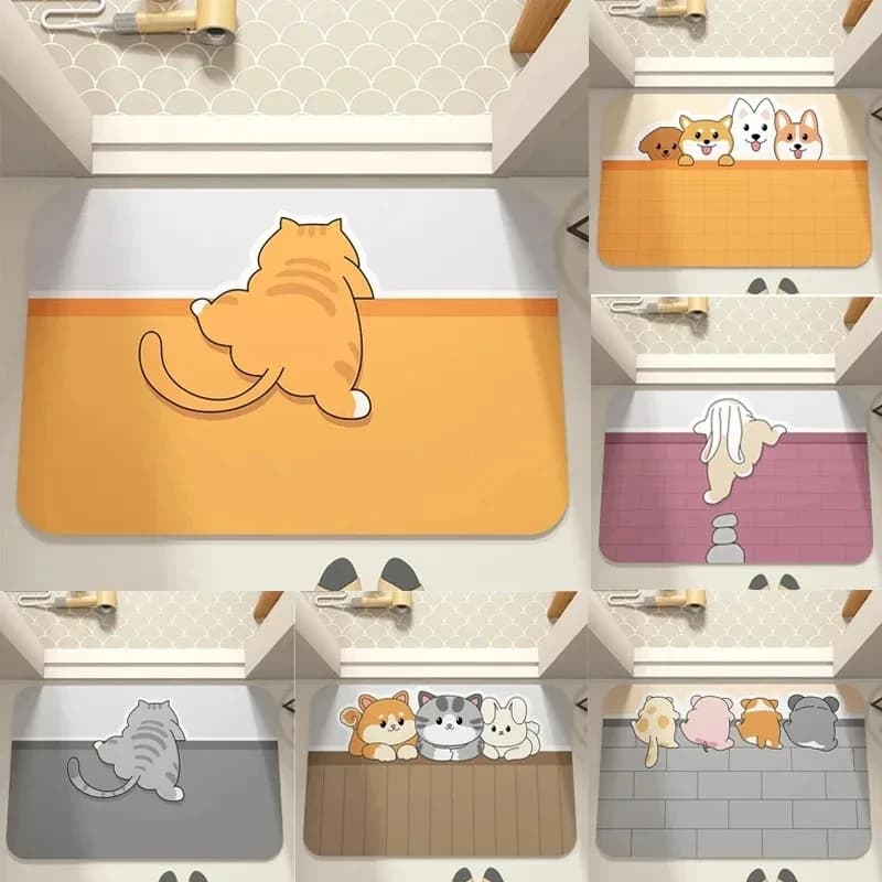 Cute Cartoon Dog Pattern DoorMat, Non-slip Carpet, Suitable for Living Room, Bedroom, Bathroom, Holiday Home Decoration