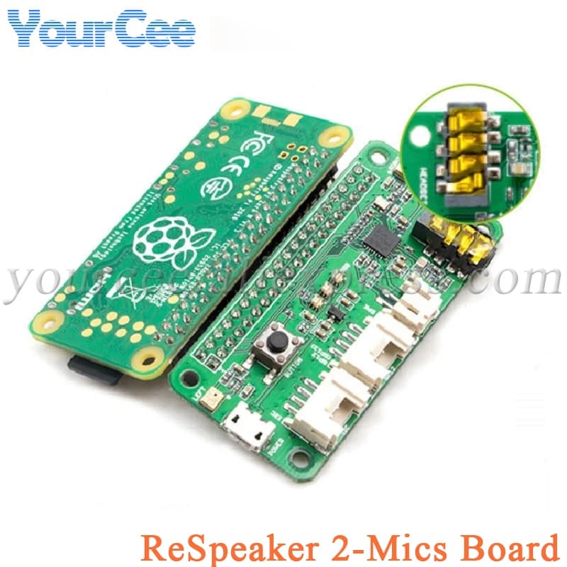 ReSpeaker expansion card with 2 microphones, stereo voice recognition module, dual microphone arrays for Raspberry Pi 0, Pi 4B, 3B+/3B