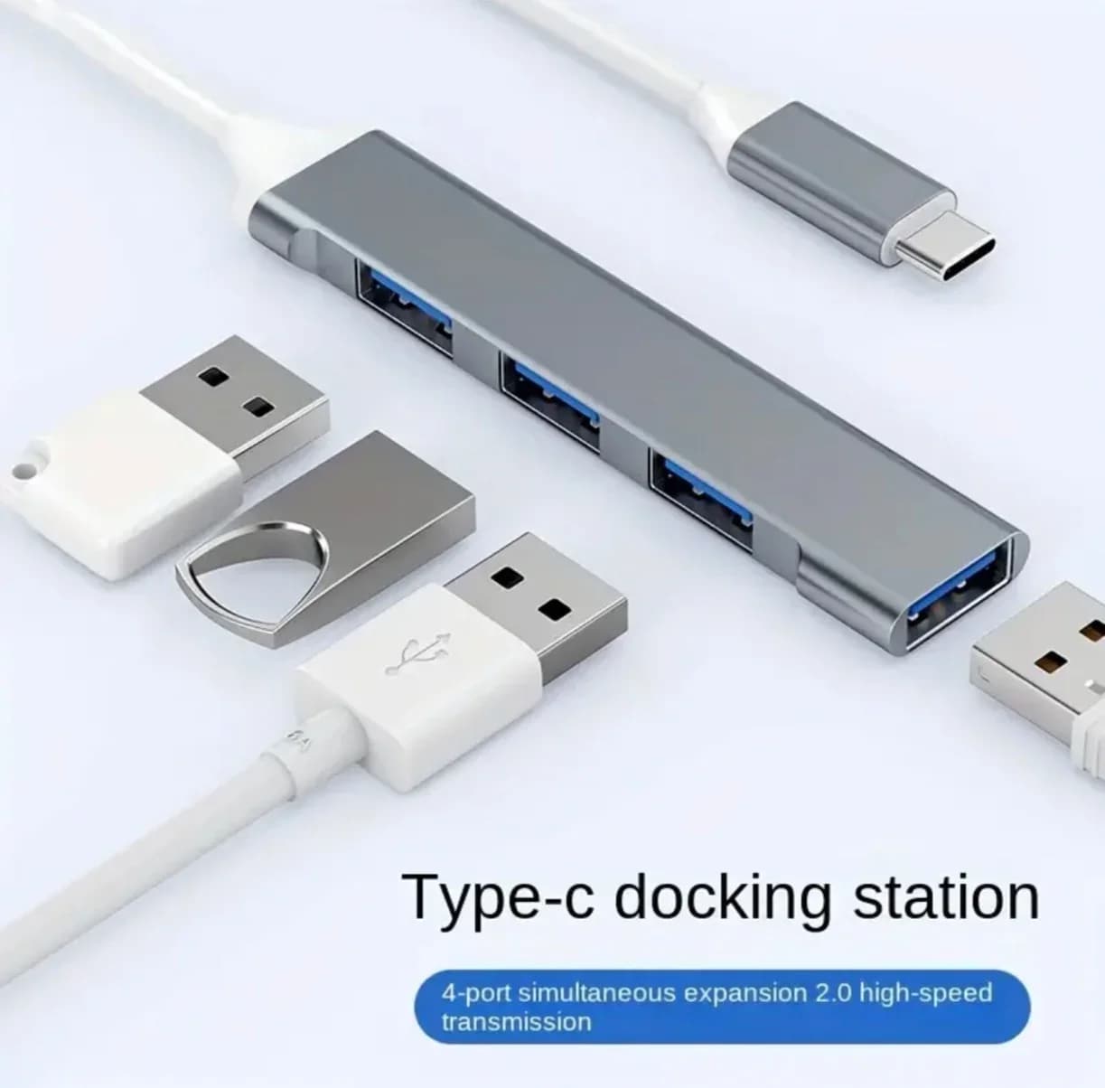 Hub USB Estensibile a 4 Porte, Adattatore Splitter OTG, Docking Station per Telefono, Macbook Pro 13 15 Air, PC, Laptop, Computer
