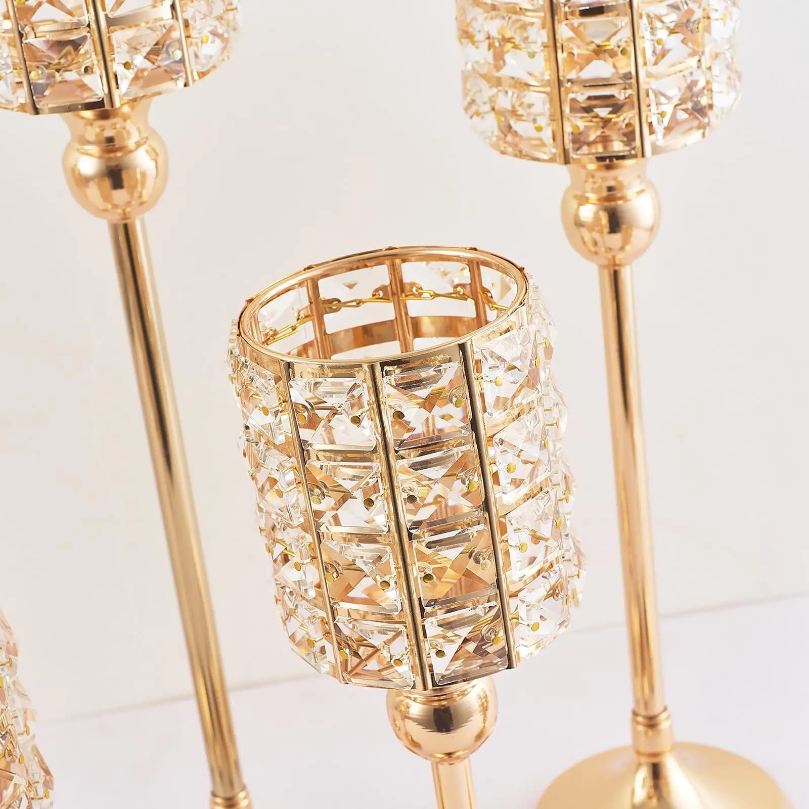European Style Crystal Metal Candle Holder Church Home Decor Candlestick