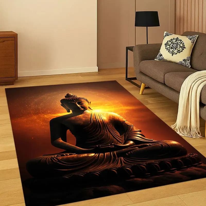 Tappeto con Disegno del Buddha Shakyamuni per Camera da Letto, Soggiorno, Area Giochi, Zerbino, Decorazione Casa, Tappeto Antiscivolo per Area Giochi Bambini