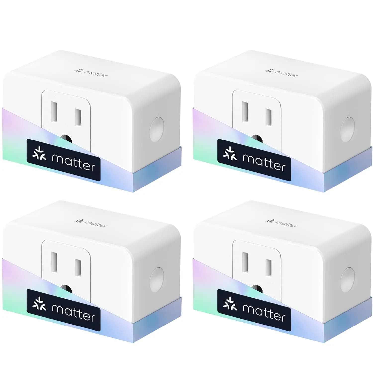 Matter Smart Plug 4 Pack, Energy Monitor, Works with Alexa/HomeKit/Google, 15A/1800W, App & Voice Control, No Cloud Needed