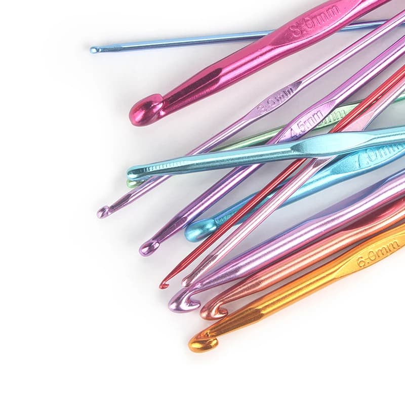 Colorful Aluminum Single-Head Crochet Hook Set, Hand Knitting Needles for DIY Hand Weaving Sweater Scarves Hats Craft Tools