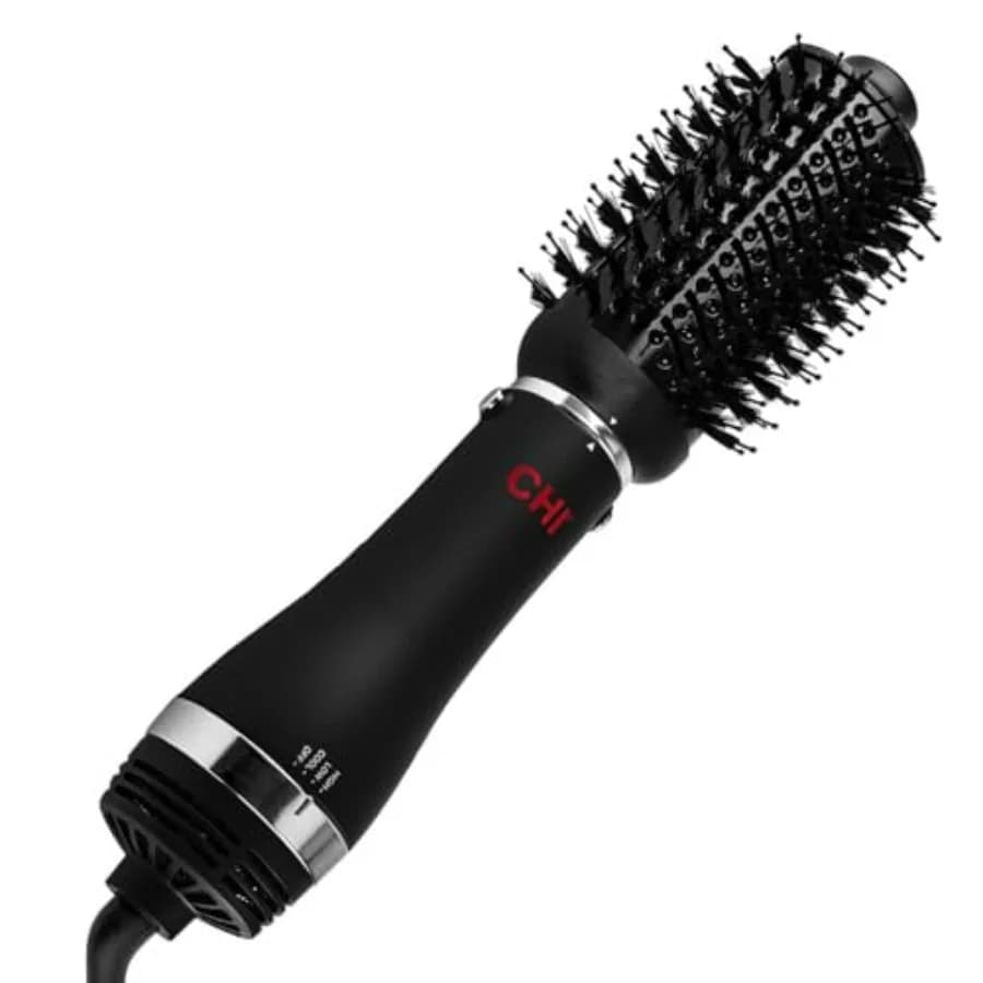 Spazzola Asciugacapelli 4-in-1 CHI Volumizer per uno styling da salone, tecnologia ceramica ionica, nera, preserva l'idratazione