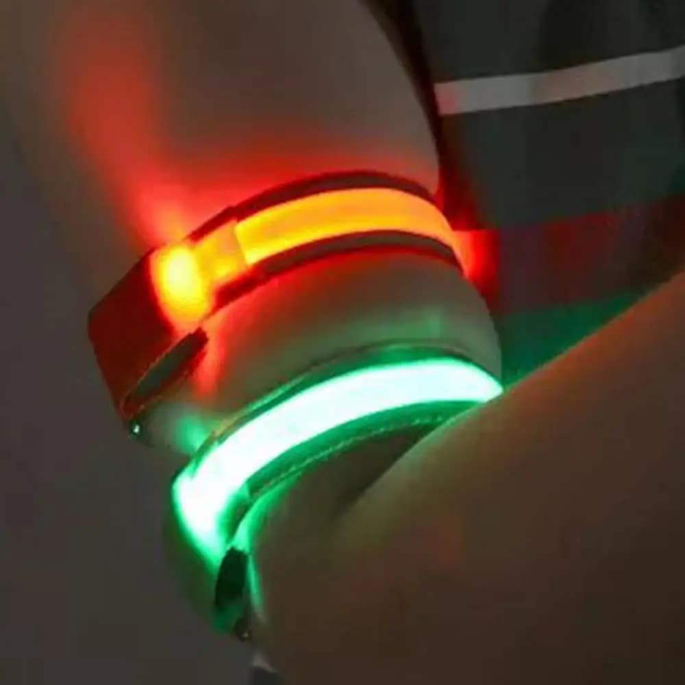 LED Night Running Arm Band Horse Riding Arm Ring Wrist Belt with Double Bright Reflective Strip USB Rechargeable Belt for Outdoor Sports