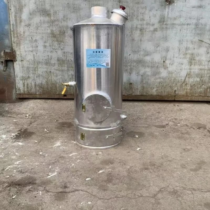 Scaldabagno esterno a legna in alluminio, piccolo, non elettrico, per uso domestico, compatibile con fornelli a legna e tisane.