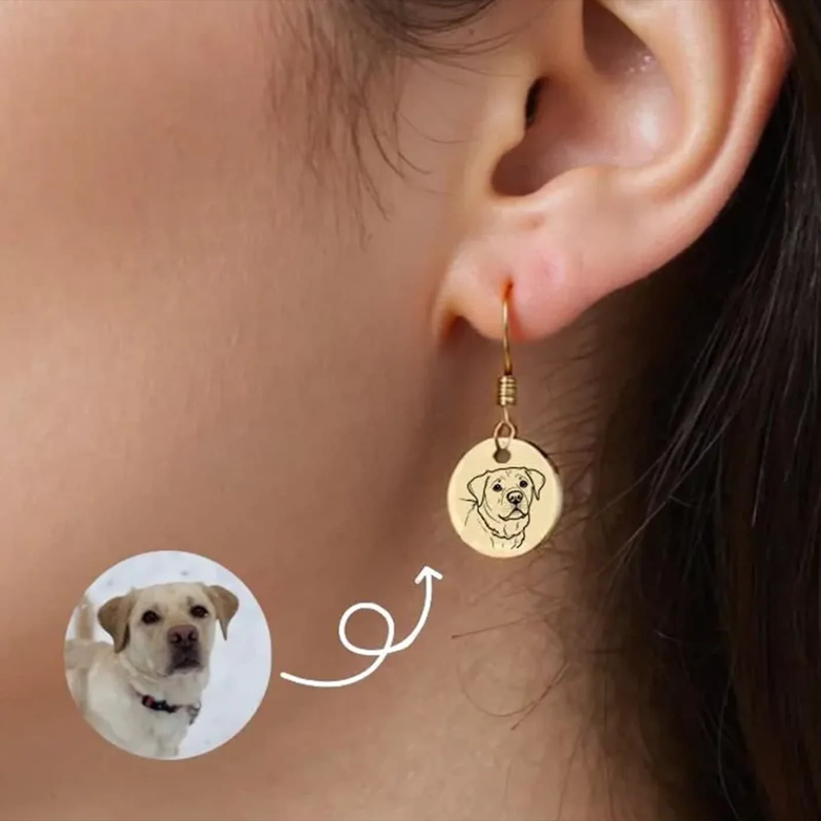 Orecchini personalizzati con ritratto di animali domestici Gioielli commemorativi per animali domestici in acciaio inossidabile incisi al laser per gli amanti degli animali Dropshipping