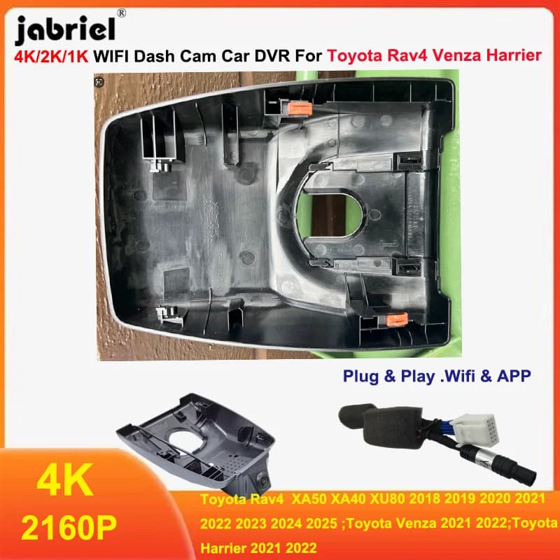 Dash Cam 4K for Toyota Rav4 XA50 XA40 XU80 2018-2025, Car Camera with Recorder and WIFI, DVR for Toyota Venza Harrier 2021 2022