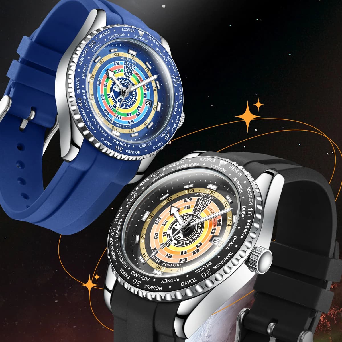 Orologio da polso da uomo Mark Fairwhale Luxury Rainbow Ring Design, orologio al quarzo luminoso da uomo, reloj hombre.