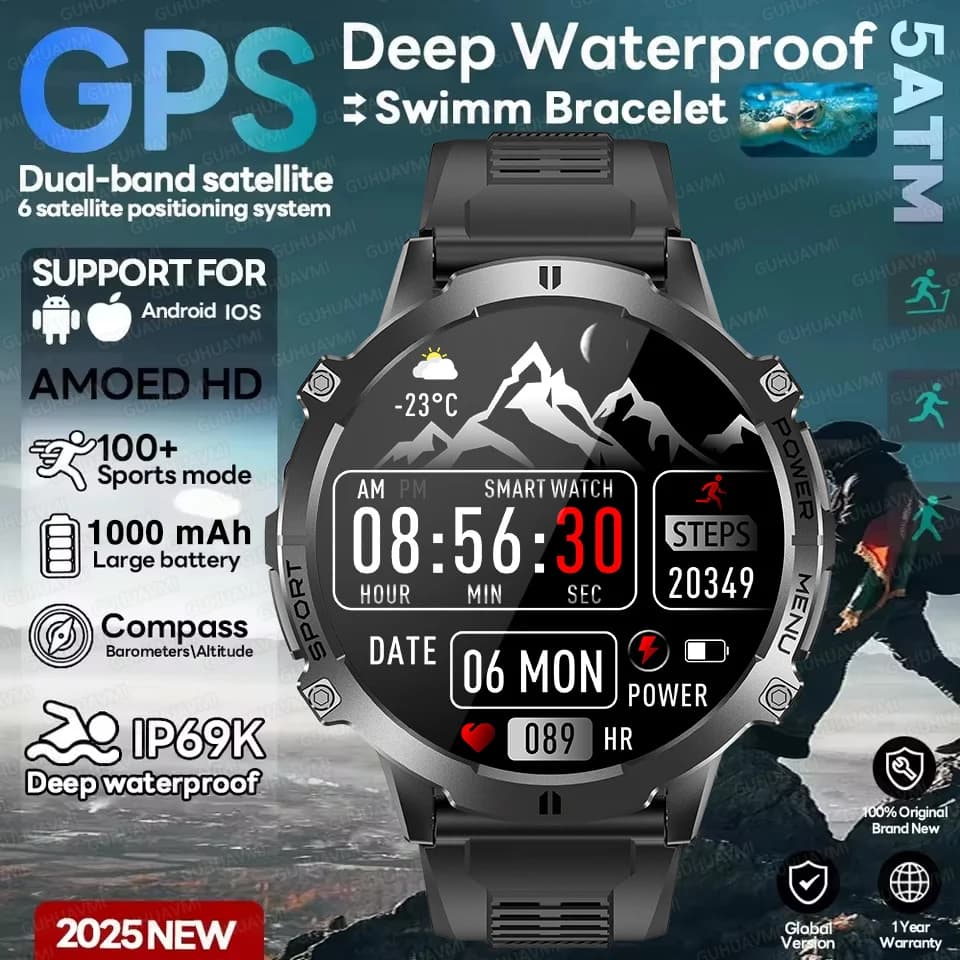 TANK X3 1000mAh batteria GPS Smart Watch 5ATM IP69K Orologi impermeabili Militare AMOLED Chiamata Fitness Sport Smartwatch 2025 Nuovi uomini
