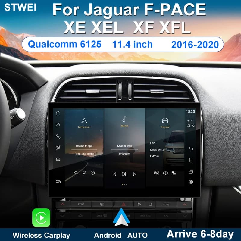 Per Jaguar F-PACE XE XEL XF XFL 11.4 pollici Android 14 Autoradio Lettore Multimediale 2016-2020 Navigazione GPS Carplay 4G WIFI