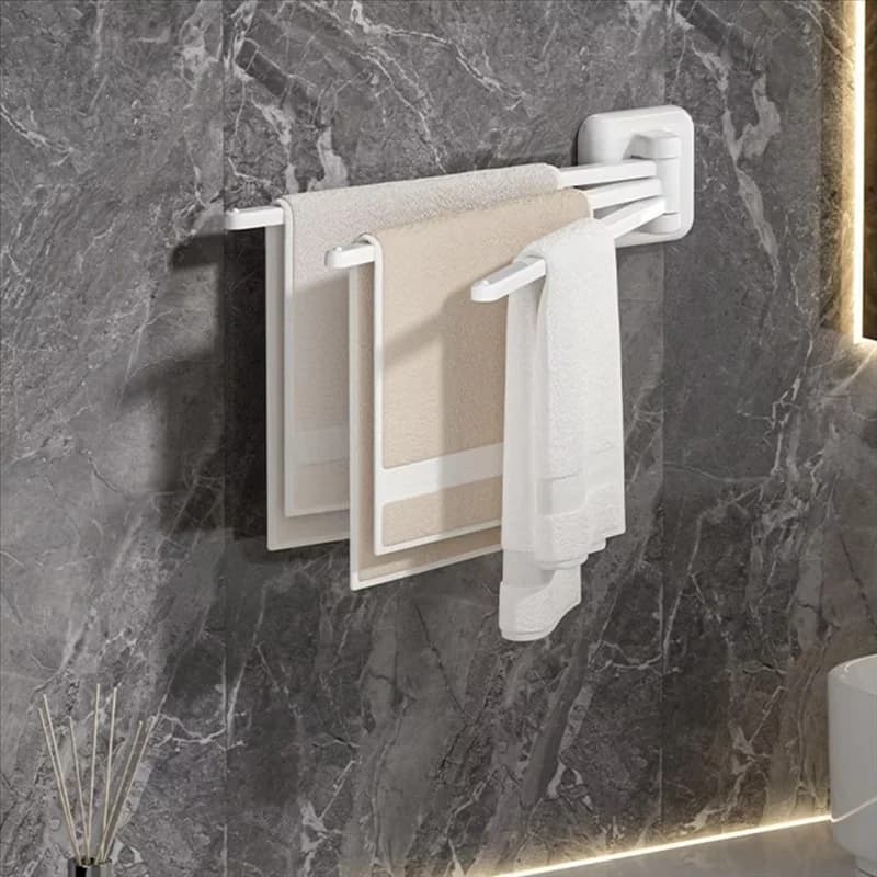 MAKE-Serviera tripla oscillante montata a parete, girevole 180 ° Portasciugamani con 3 bracci per l'organizzazione di bagno e cucina