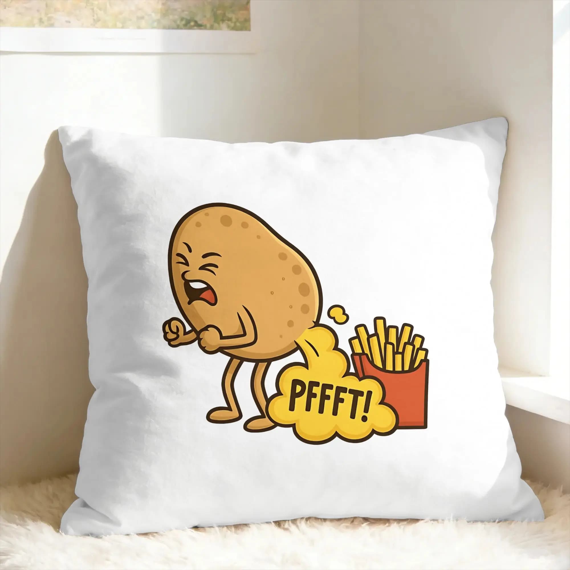 Fodera per cuscino con stampa Patate Farting French Fries, confortevole e moderna, per soggiorno, letto e sedia