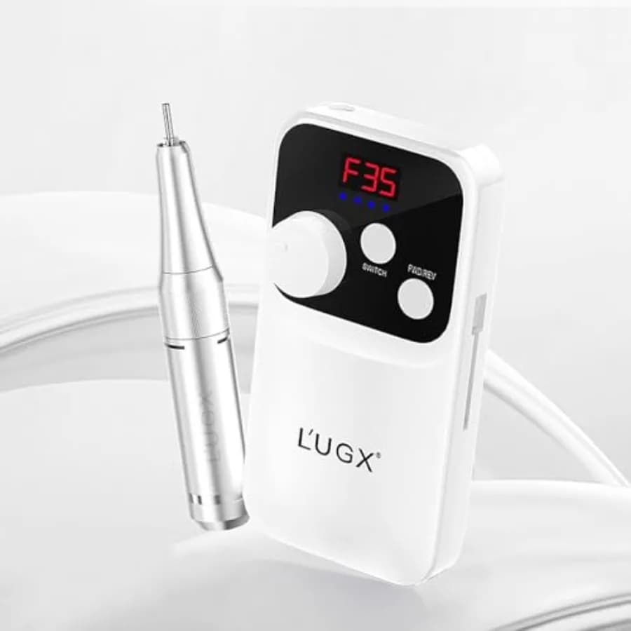 Trapano per Unghie Portatile Ricaricabile 35000RPM con Display LED per Unghie in Acrilico e Gel, Lima Elettrica Senza Fili in Bianco