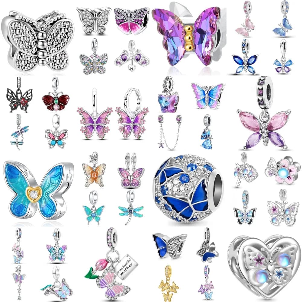 Europe's Hot Sales 925 Silver,Butterfly Shaped Bead Pendant Suitable for Original Bracelets, DIY Accessories,Exquisite Jewelry