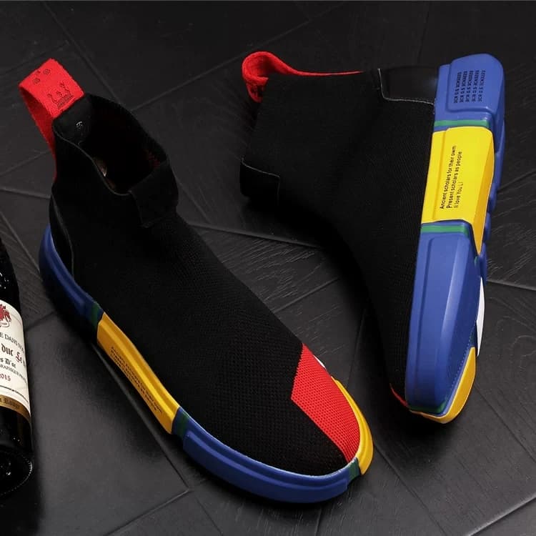 Nuove Sneakers Nere da Uomo 2026, Stivaletti alla Caviglia, Design Britannico, Scarpe Casual Trendy Punk Rock