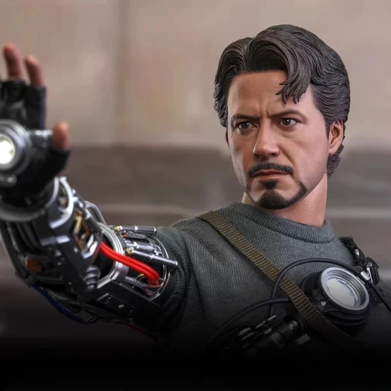 Hot Toys Iron Man Tony Stark Mechanical Test Statuetta da Collezione in Scala 1:6, Ornamento, Regali a Sorpresa, Decorazione per la Casa per Ragazzi