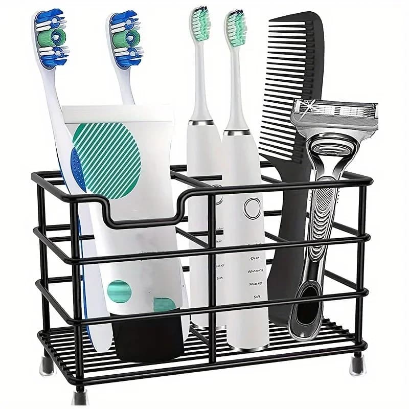 1pc Stainless Steel Shelf, Bathroom Punch-free Toothbrush Toothpaste Holder 4.7in*3.9in*2.4in