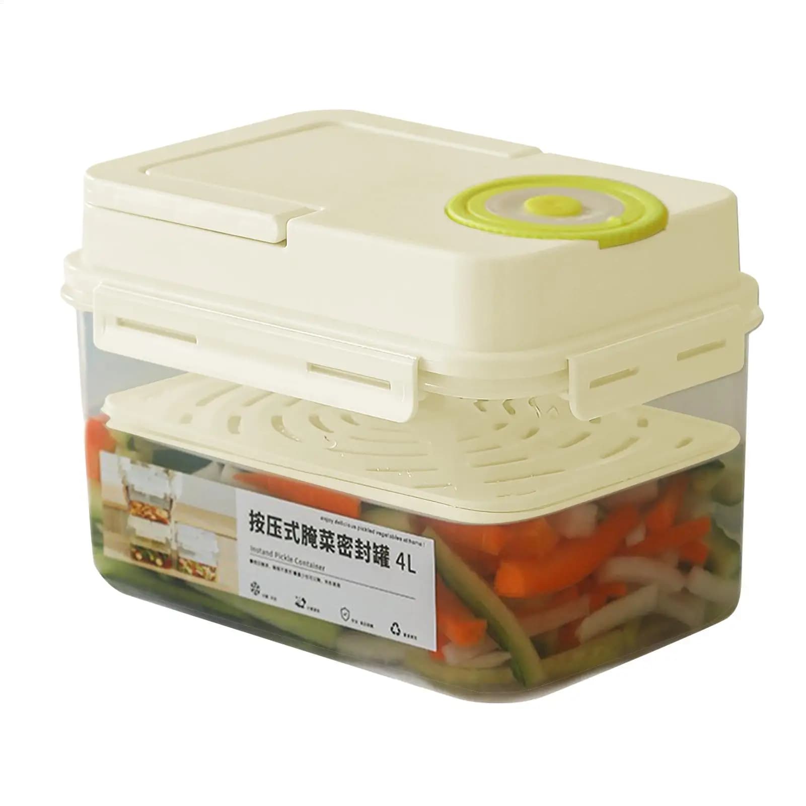Barattolo coreano ermetico per sottaceti da 4L, contenitore per sottaceti a pressione, contenitore per kimchi, barattolo per verdure, scatola per sottaceti per campeggio, casa, picnic