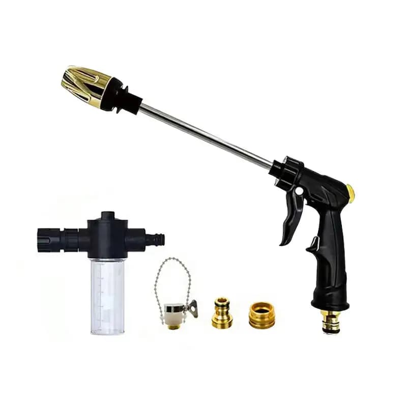 Pistola ad acqua per giardino domestico con ugello a canna lunga, pistola a spruzzo per irrigazione, pistola schiumogena ad alta pressione per lavaggio auto